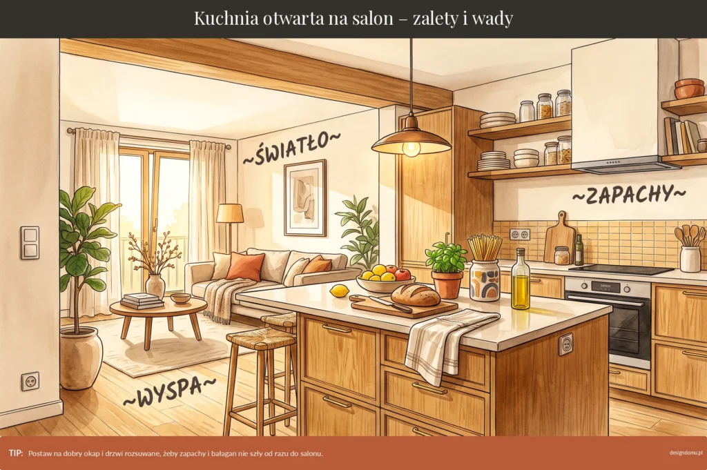 kuchnia otwarta na salon zalety i wady