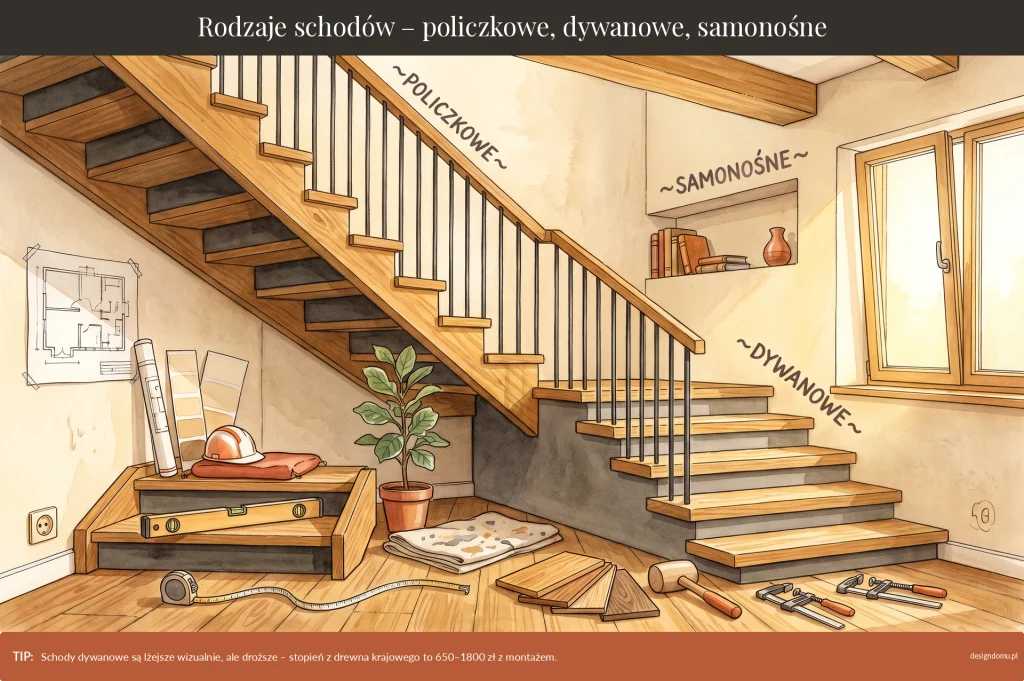 schody policzkowe, dywanowe, samonośne
