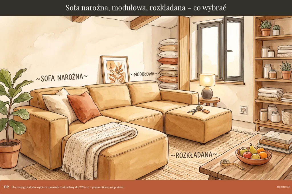 sofa narożna, modułowa, rozkładana