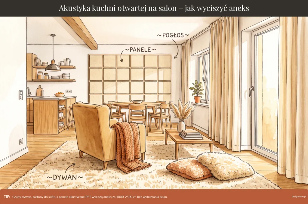akustyka kuchni otwartej na salon