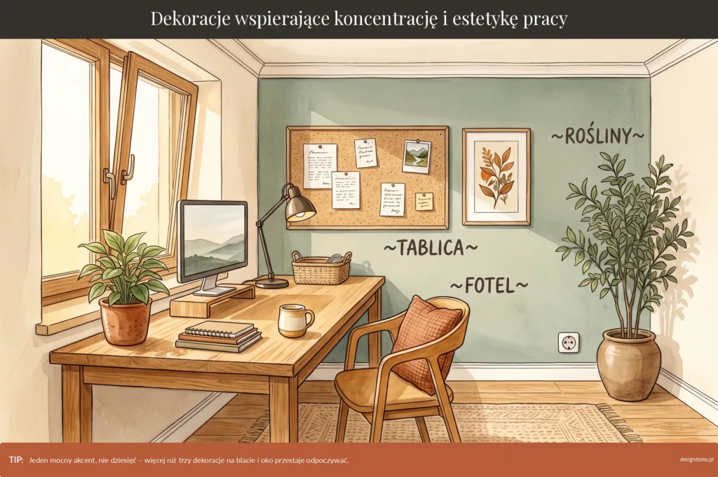 dekoracje w home office wspierające koncentrację
