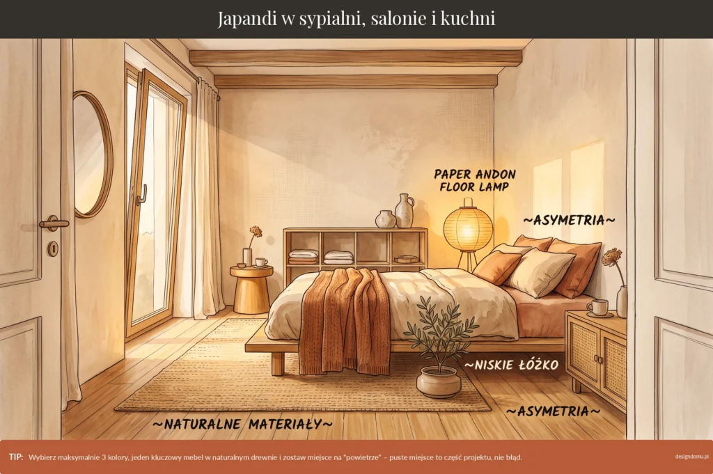 japandi w sypialni