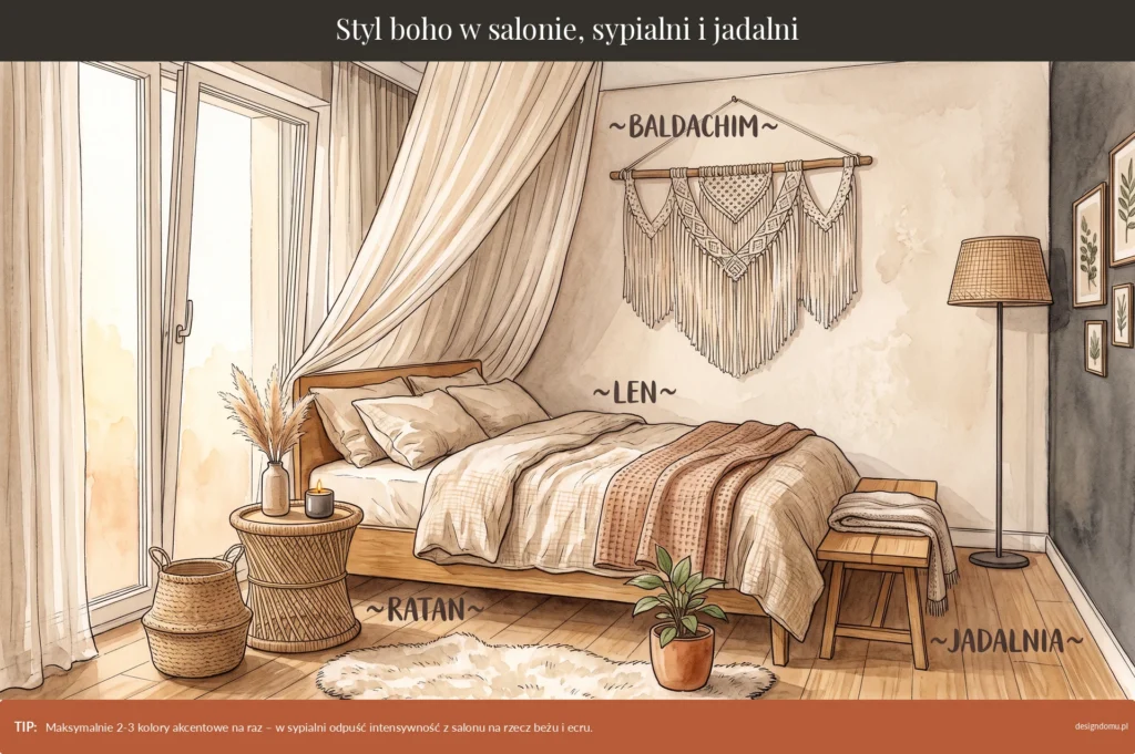 styl boho w sypialni