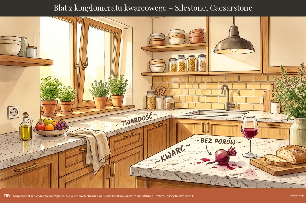 blat z konglomeratu kwarcowego - silestone, caesarstone