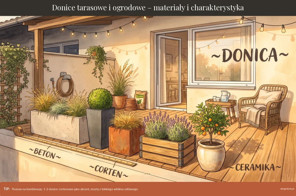 donice tarasowe i ogrodowe - materiały i charakterystyka