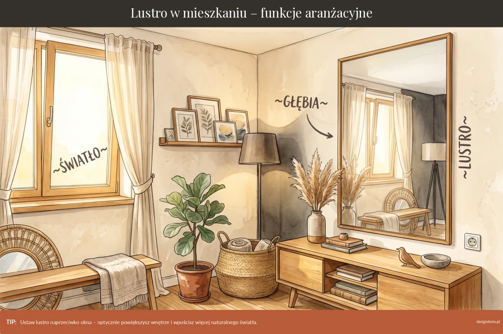lustro w mieszkaniu funkcje aranżacyjne