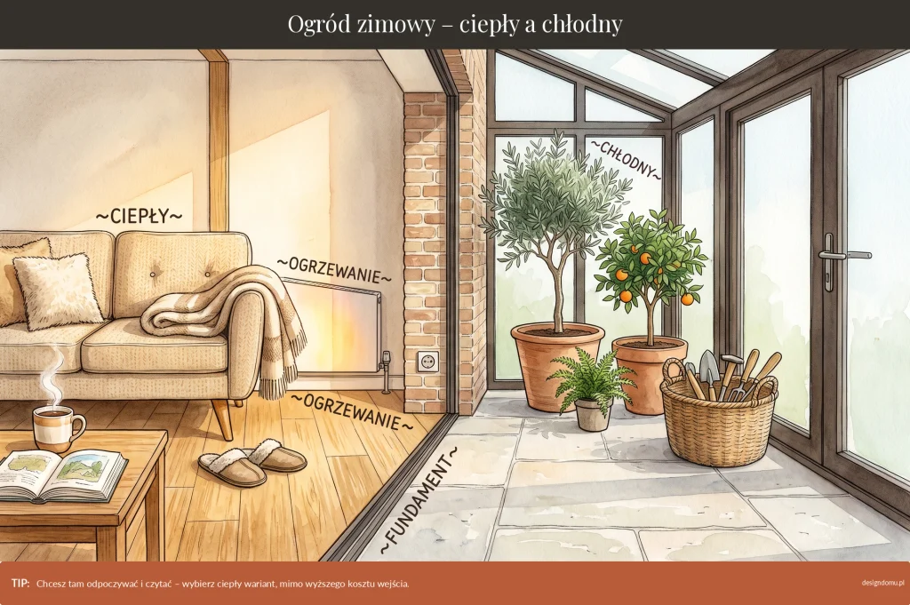 ogród zimowy ciepły a chłodny