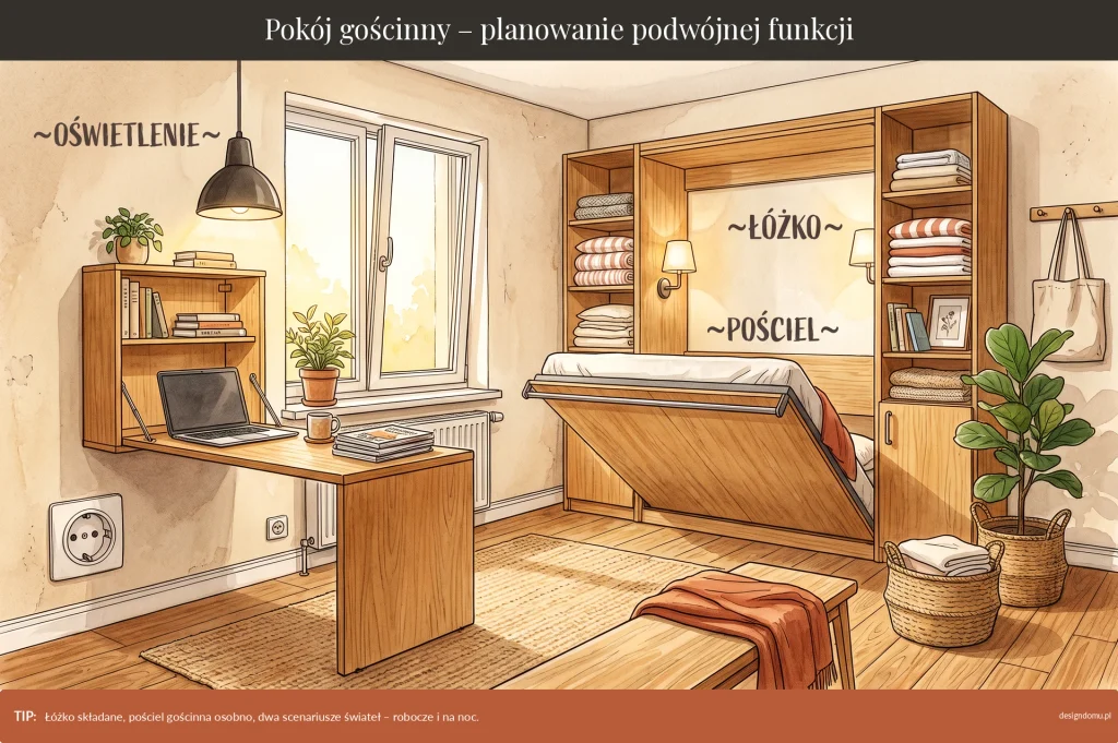 pokój gościnny planowanie podwójnej funkcji