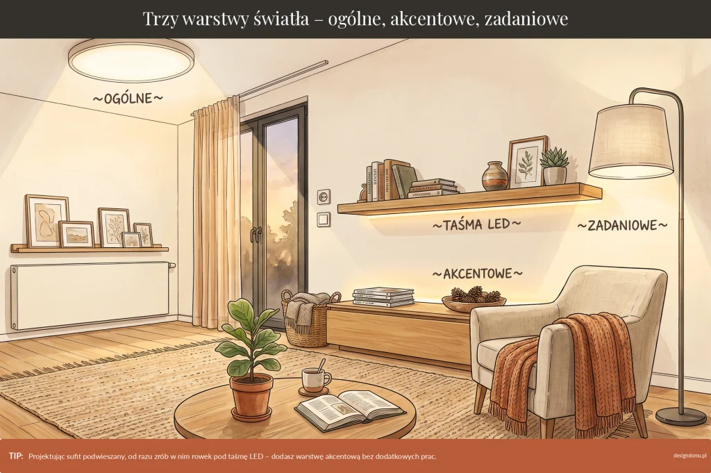 trzy warstwy światła - ogólne, akcentowe i zadaniowe - czym się różnią