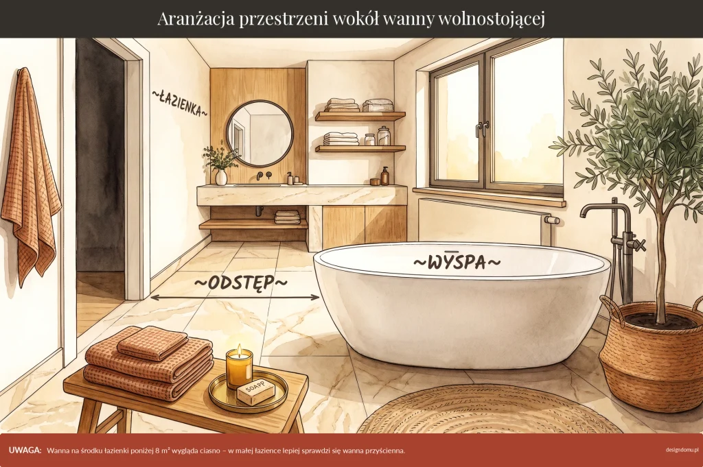 wanna wolnostojąca aranżacja przestrzeni