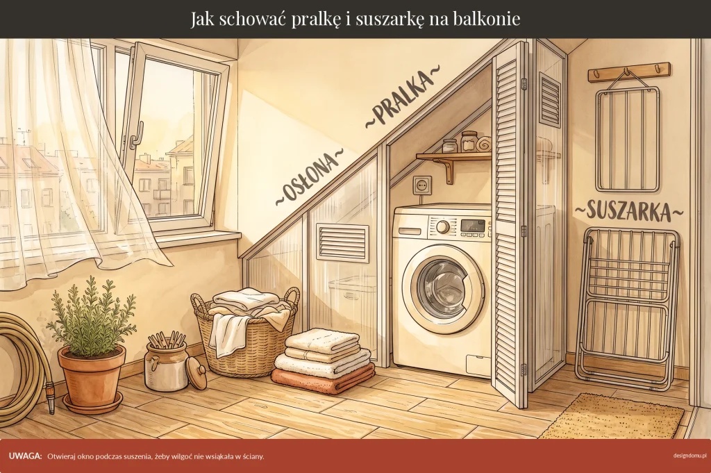 jak. schować pralkę i suszarkę na balkonie
