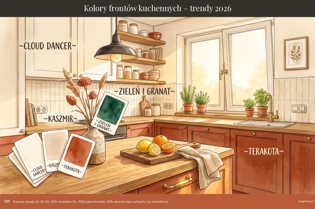 kolory frontów kuchennych trendy 2026