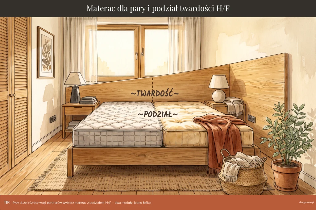 materac dla pary i podział twardości H/F