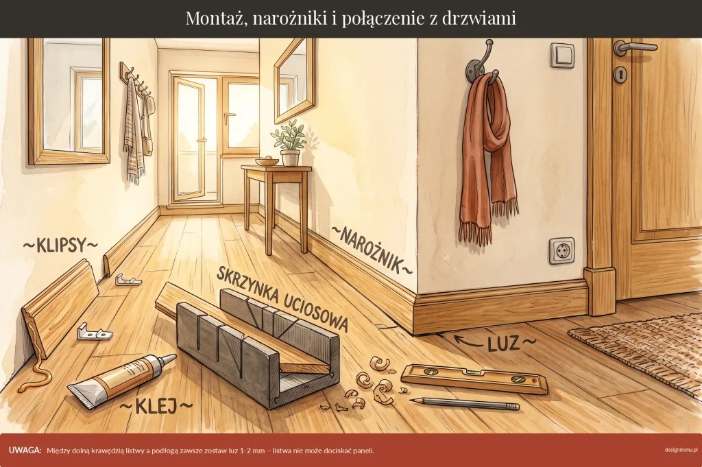 listwy przypodłogowe montaż, narożniki i połączenie z drzwiami