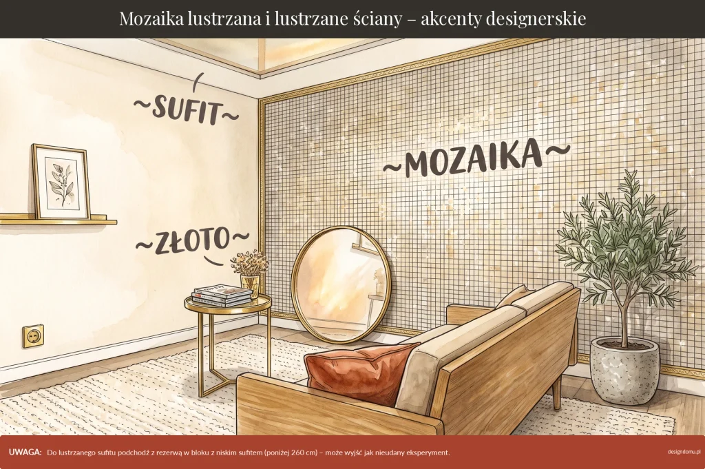 mozaika lustrzana i lustrzane ściany