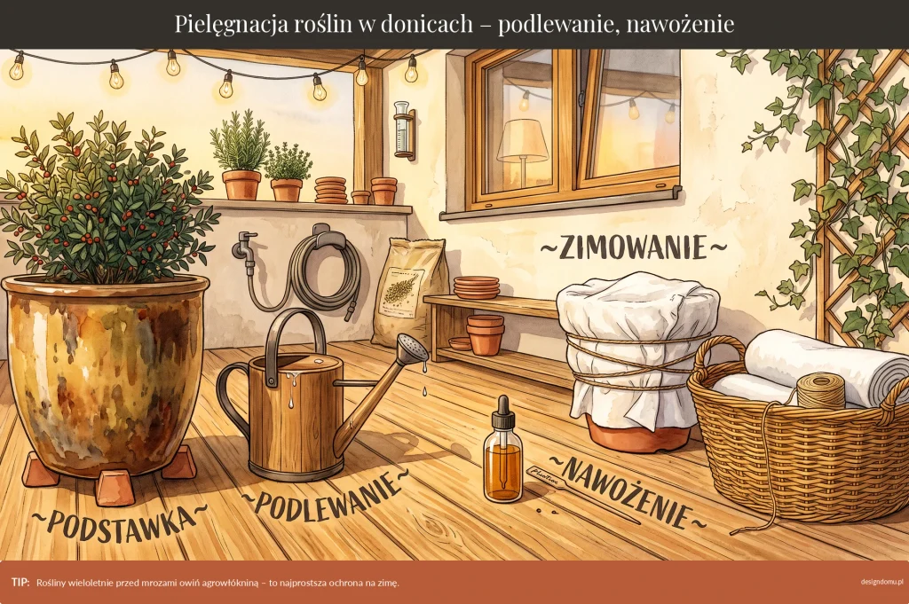 pielęgnacja roślin w donicach - podlewanie i nawożenie