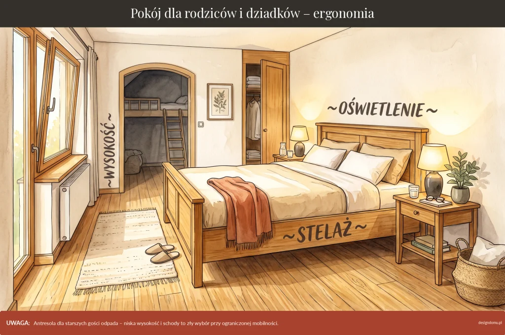 pokój dla rodziców i dziadków ergonomia