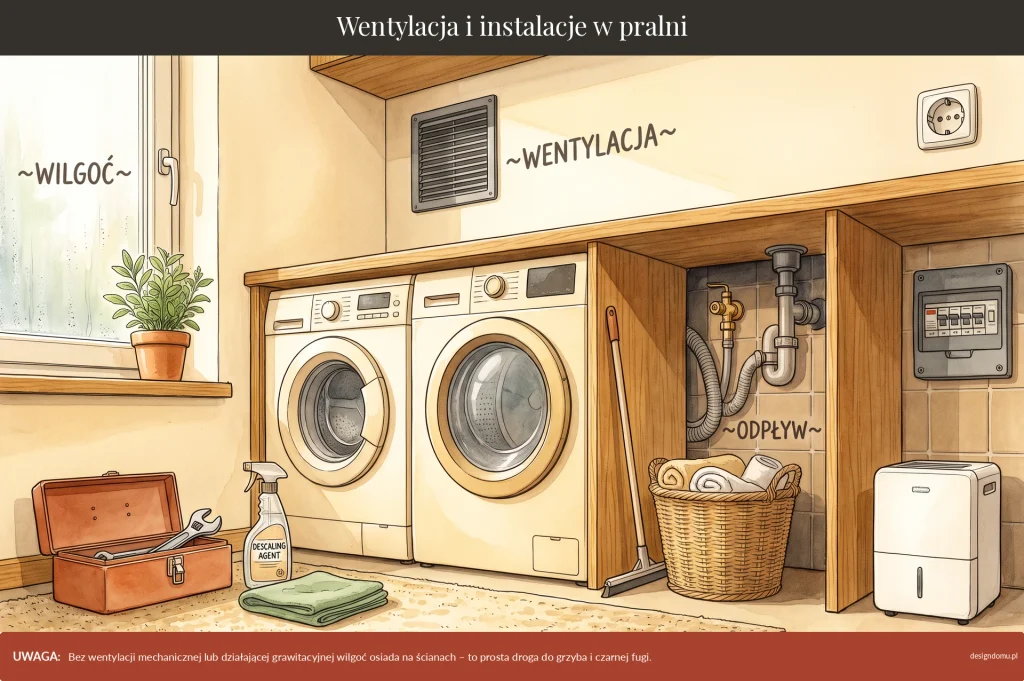 wentylacja i instalacje w pralni