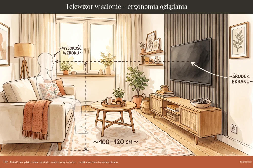 telewizor w salonie ergonomia oglądania
