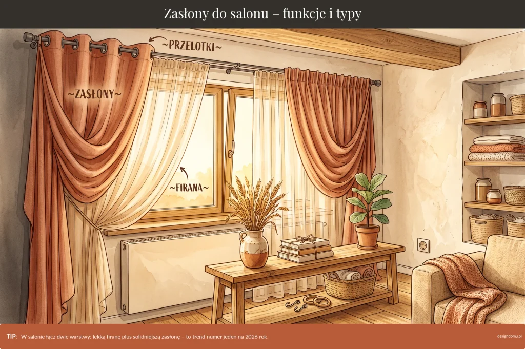 zasłony do salonu funkcje i typy