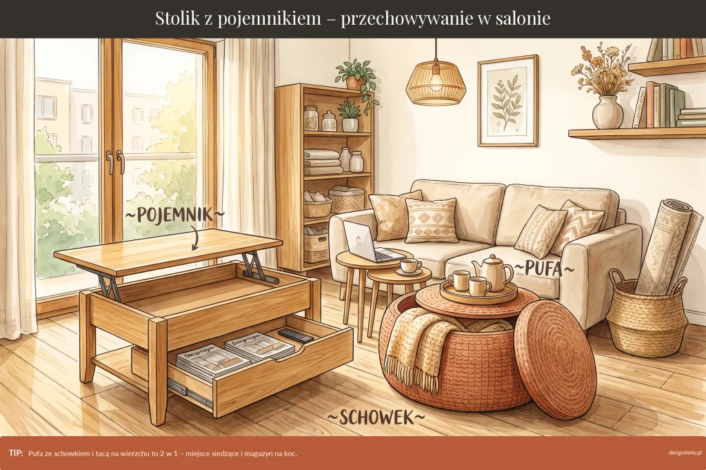 stolik z pojemnikiem